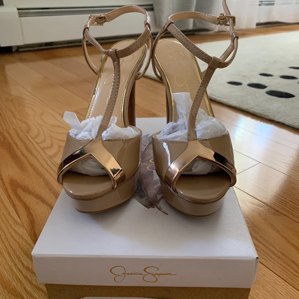 Jessica Simpson Cindeey Nude Platform Heels